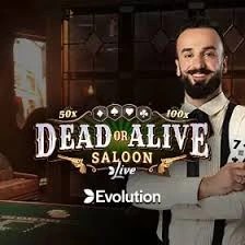 Dead or Alive: Saloon slot logo by Evolution at Shuffle